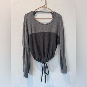 Hollister Two-Tone Gray Drawstring Top